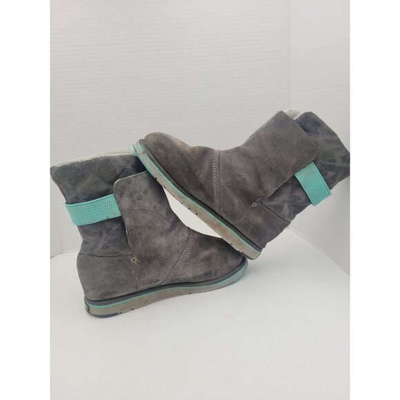 Sorel Rylee Boots Girls 4 Gray Suede Camo Camouflage Faux Fur Lined Waterproof - Picture 7 of 12